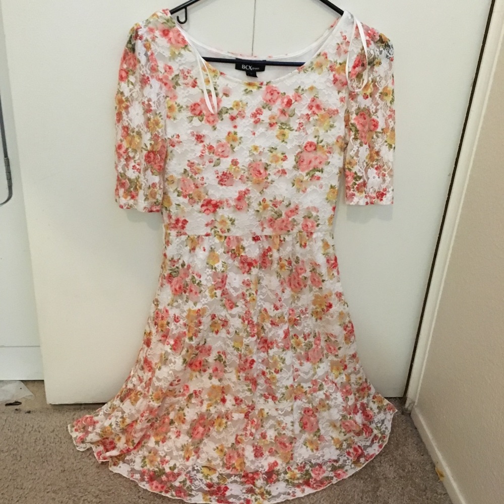 3/4 sleeve lace mini dress